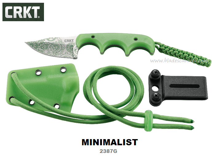 CRKT Minimalist Bowie Fixed Blade Knife, Gears Edition, Polypropylene Greem, CRKT2387G